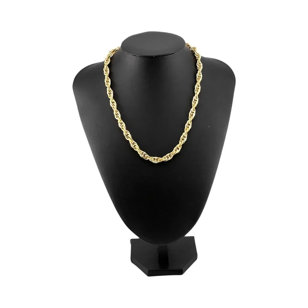 Vintage Textured Gold Plated Rope Chain Necklace 18